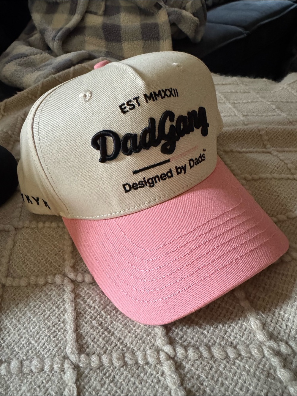 Dad Hat in Cream and Pink